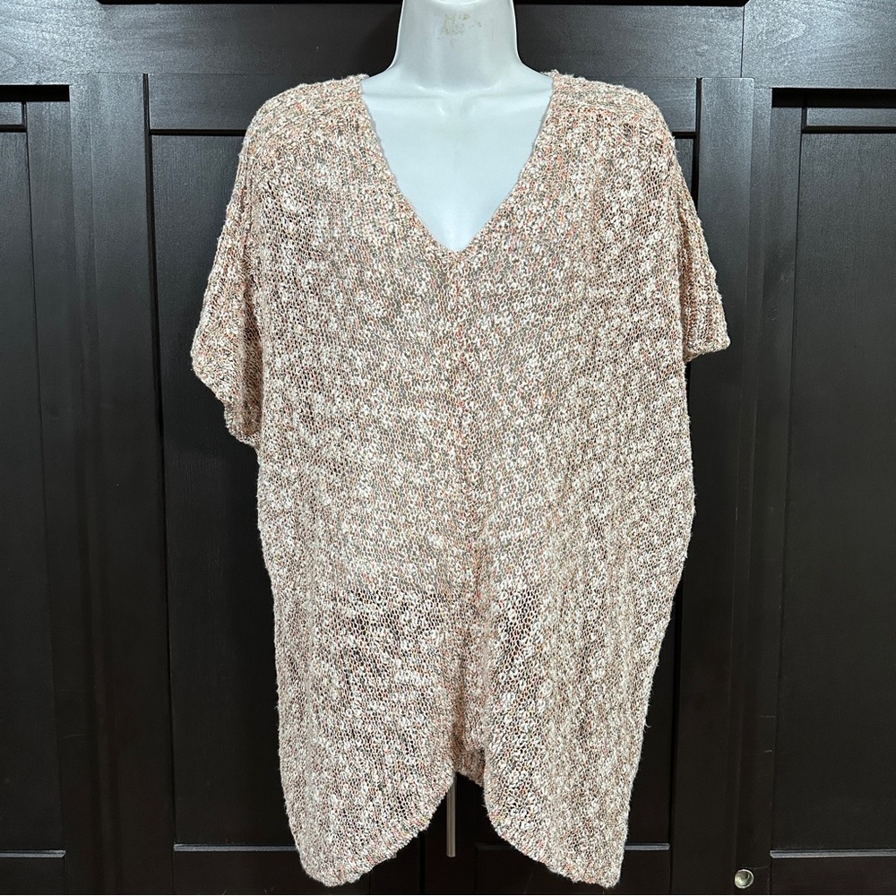 PURE JILL J. JILL Sweater XS S Peach Cream Oversized V Neck Spring Summer Loose